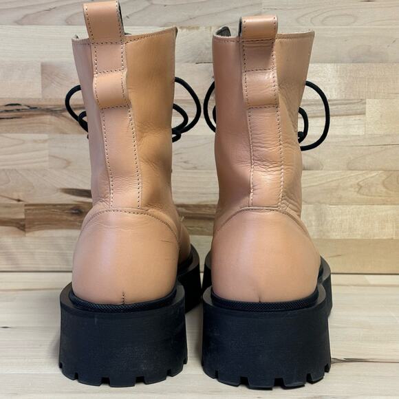 Who What Wear Camel Brown Leather Combat Boots Women’s Sz 8.5 - Picture 6 of 8